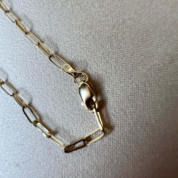 Stunning Basel Set Diamond In Paperclip Necklace Chain In 14K Yellow Gold 18" - Picture 13 of 16